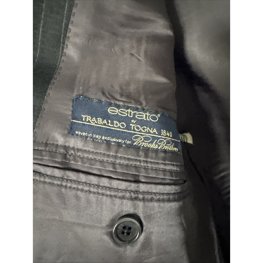 Brooks Brothers 1818 Wool Suit 46R 41W Estrato Trabaldo Togna Makers Luxury USA - Picture 6 of 12